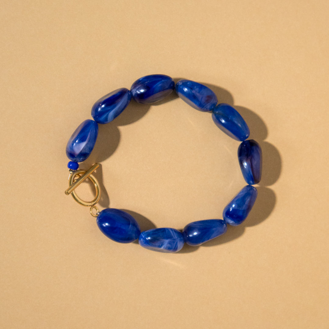 Chunky Blue Beads Toggle Bracelet