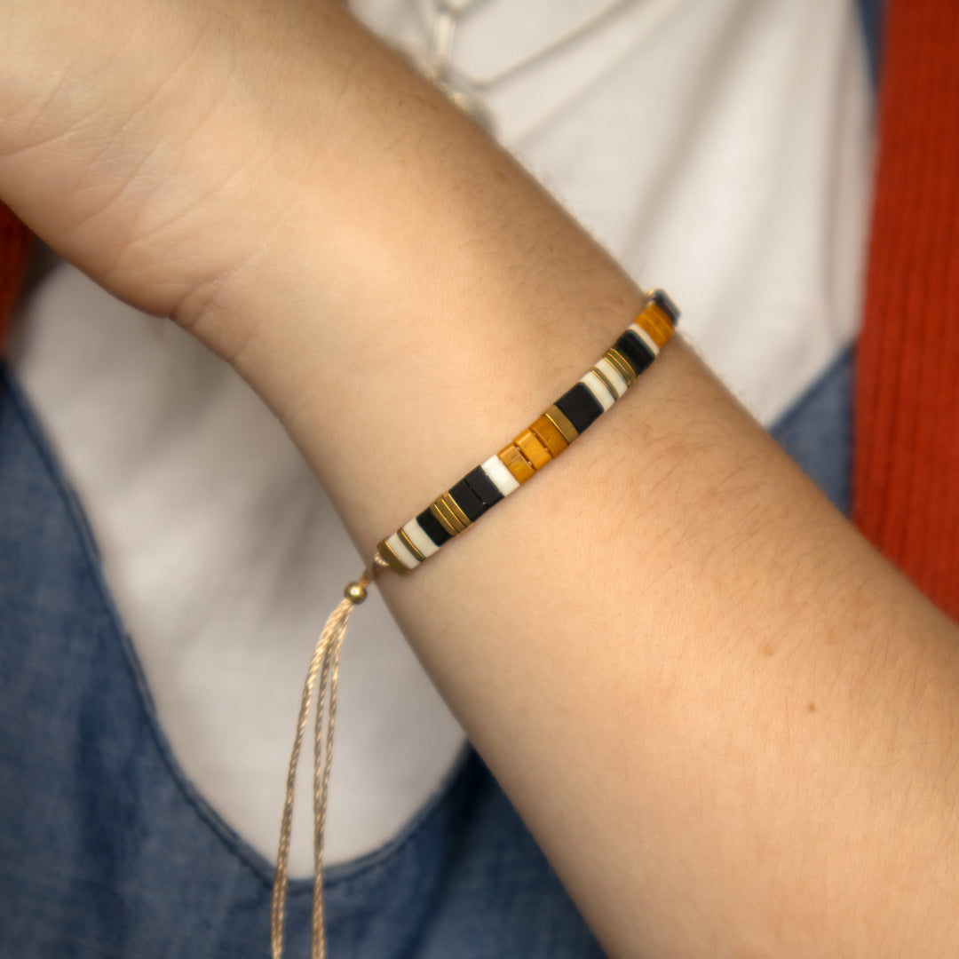 Enamel Tile Adjustable Bracelet in Earthy Tones