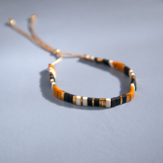 Enamel Tile Adjustable Bracelet in Earthy Tones