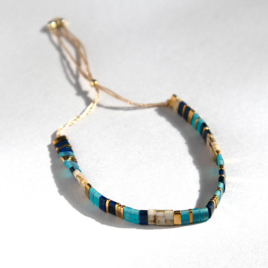 Turquoise Enamel Tile Adjustable Bracelet