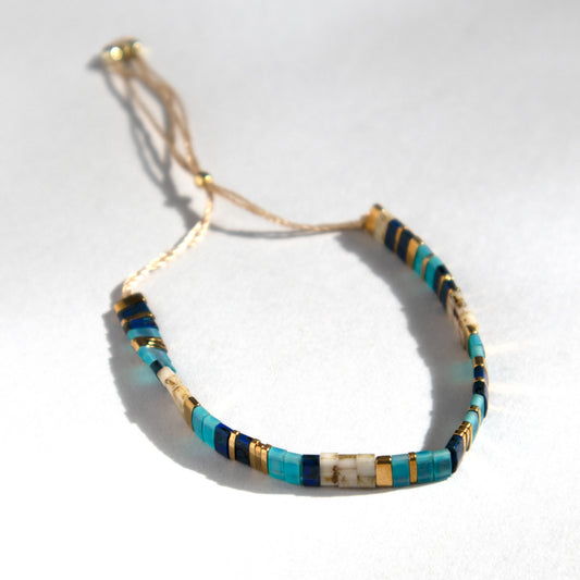 Turquoise Enamel Tile Adjustable Bracelet