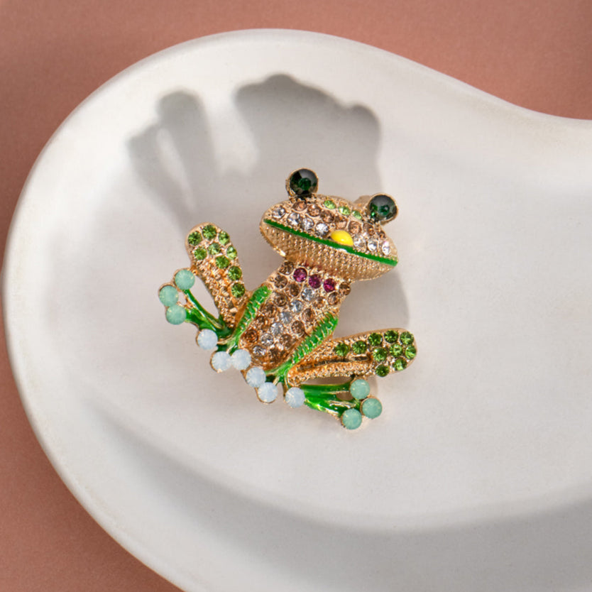 Crystal Frog Brooch