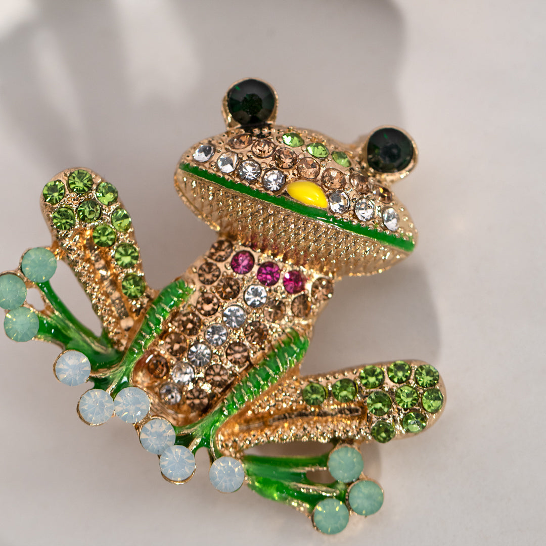 Crystal Frog Brooch