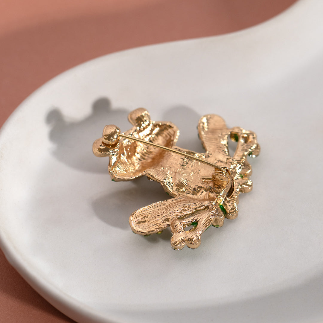 Crystal Frog Brooch