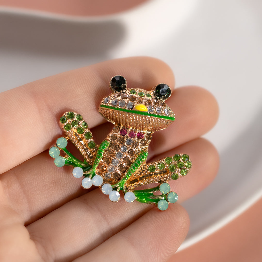 Crystal Frog Brooch