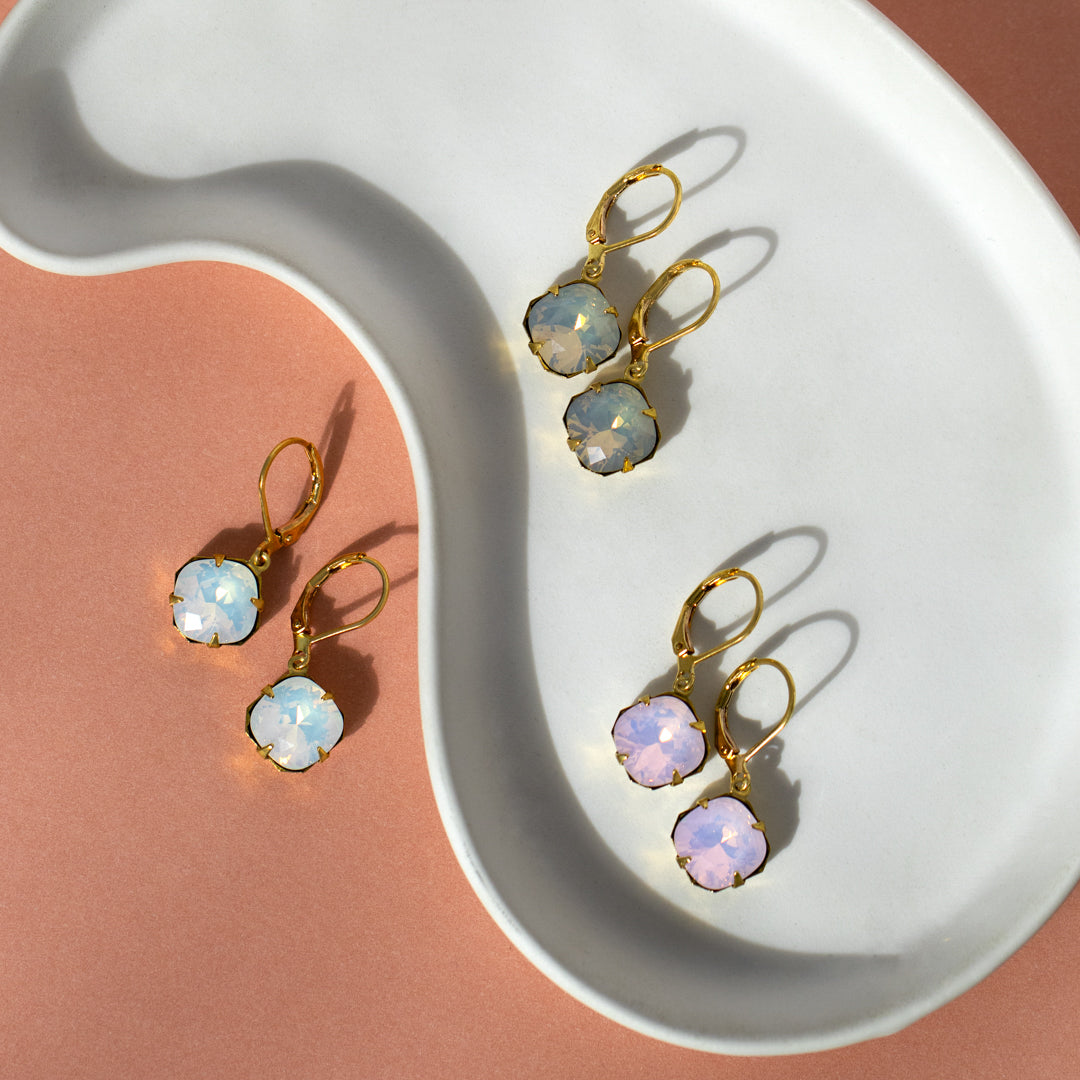 Opaque Square Earrings Made With Swarovski Crystals