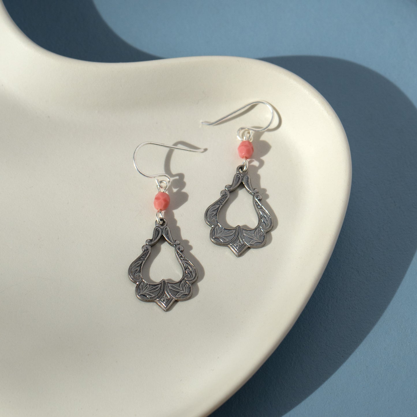 Moroccan Style Pink Bead Drop Earrings