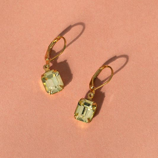 Lime Baguette Huggie Hoop Earrings