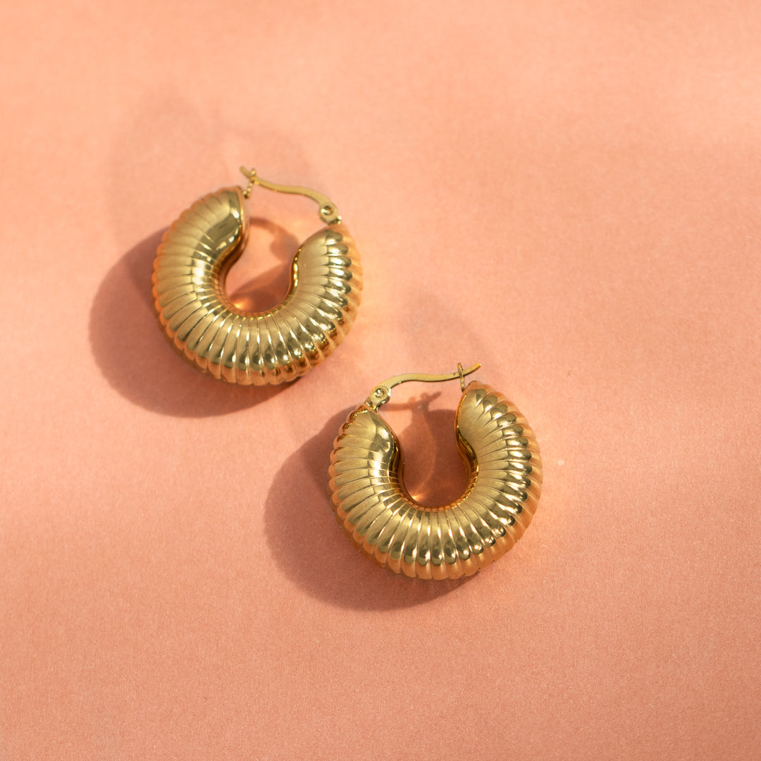 Chunky Shell Hoop Earrings Non Tarnish