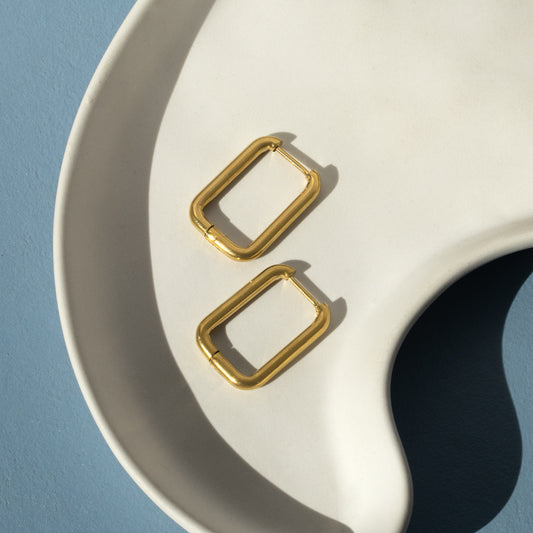 Rectangular Hoop Earrings Non Tarnish