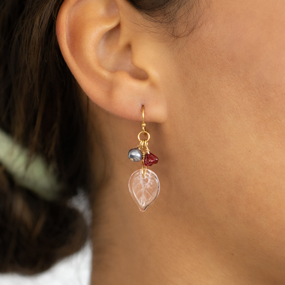 Pink And Red Blossom Drop Earrings