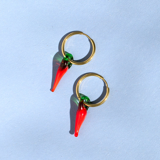 Chilli Charm Hoop Earrings