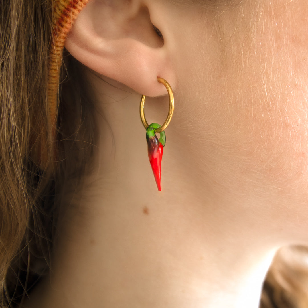 Chilli Charm Hoop Earrings