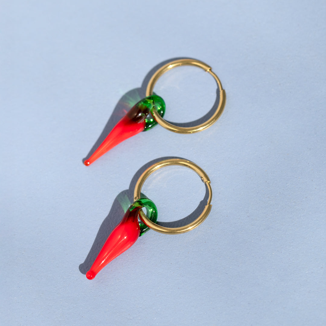 Chilli Charm Hoop Earrings