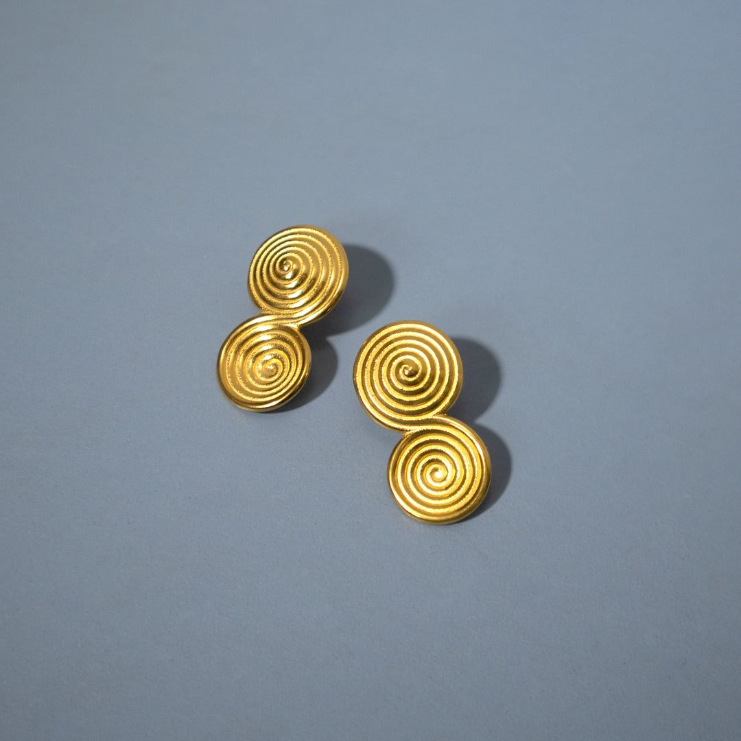 Gold Swirl Statement Earrings