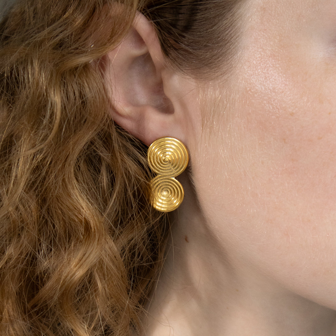 Gold Swirl Statement Earrings