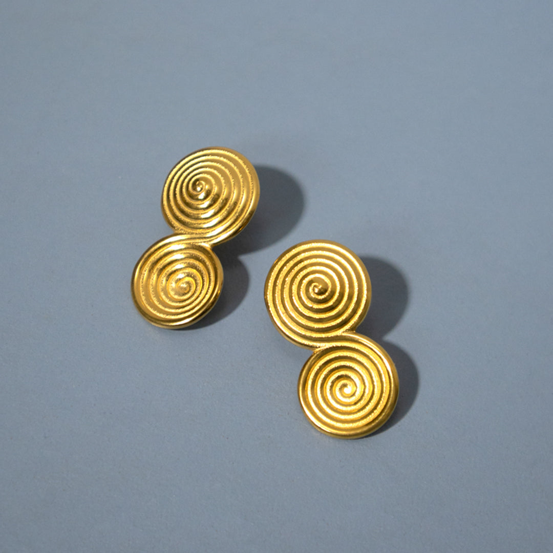 Gold Swirl Statement Earrings