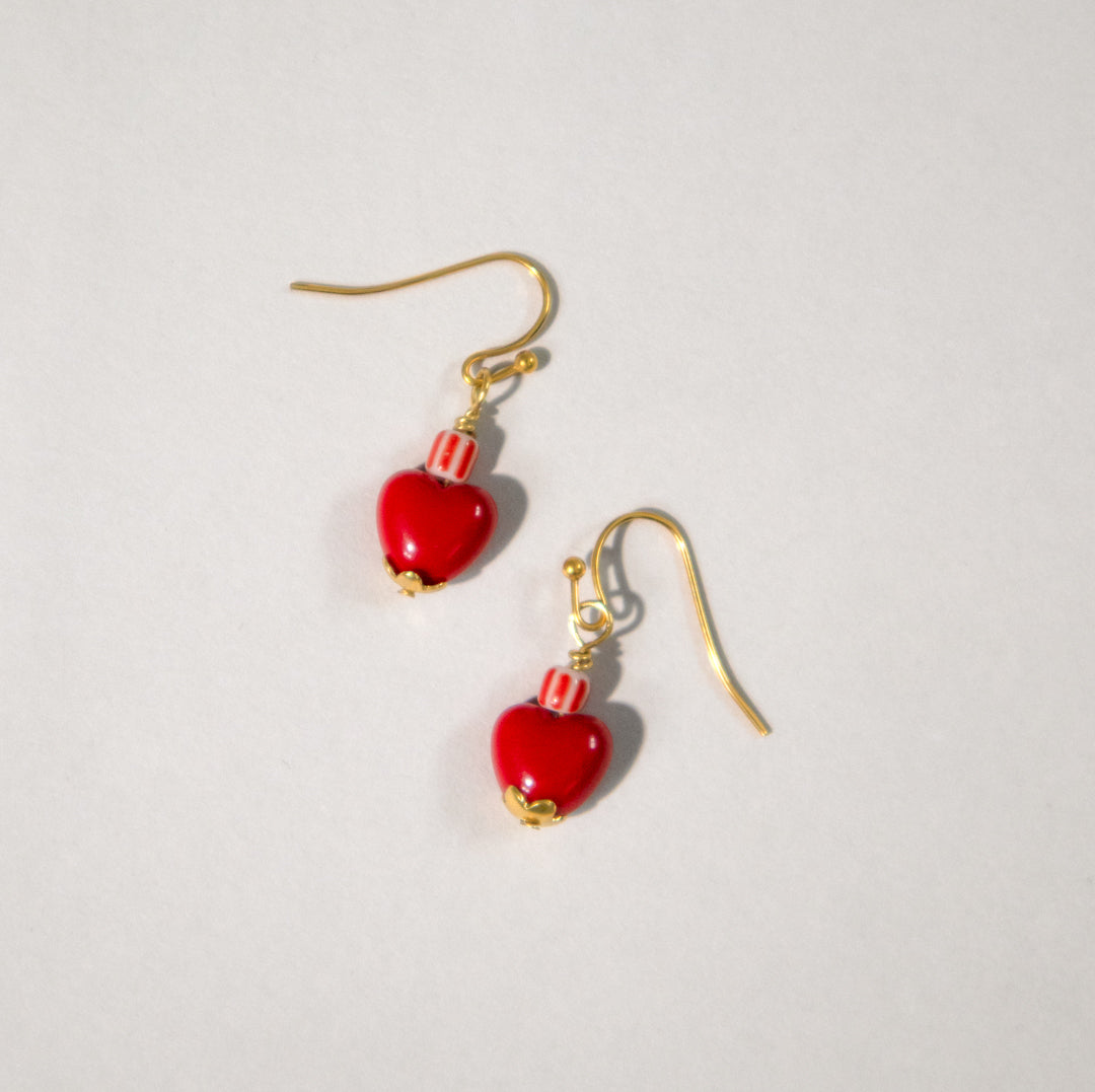 Mini Red Heart Candy Earrings