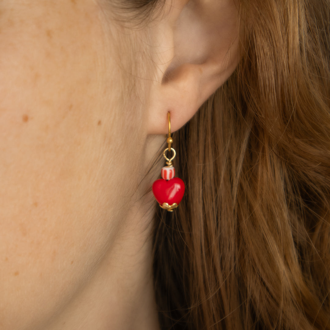 Mini Red Heart Candy Earrings