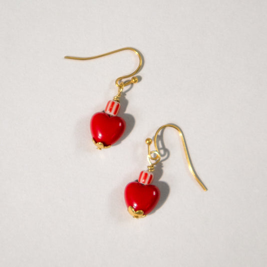 Mini Red Heart Candy Earrings