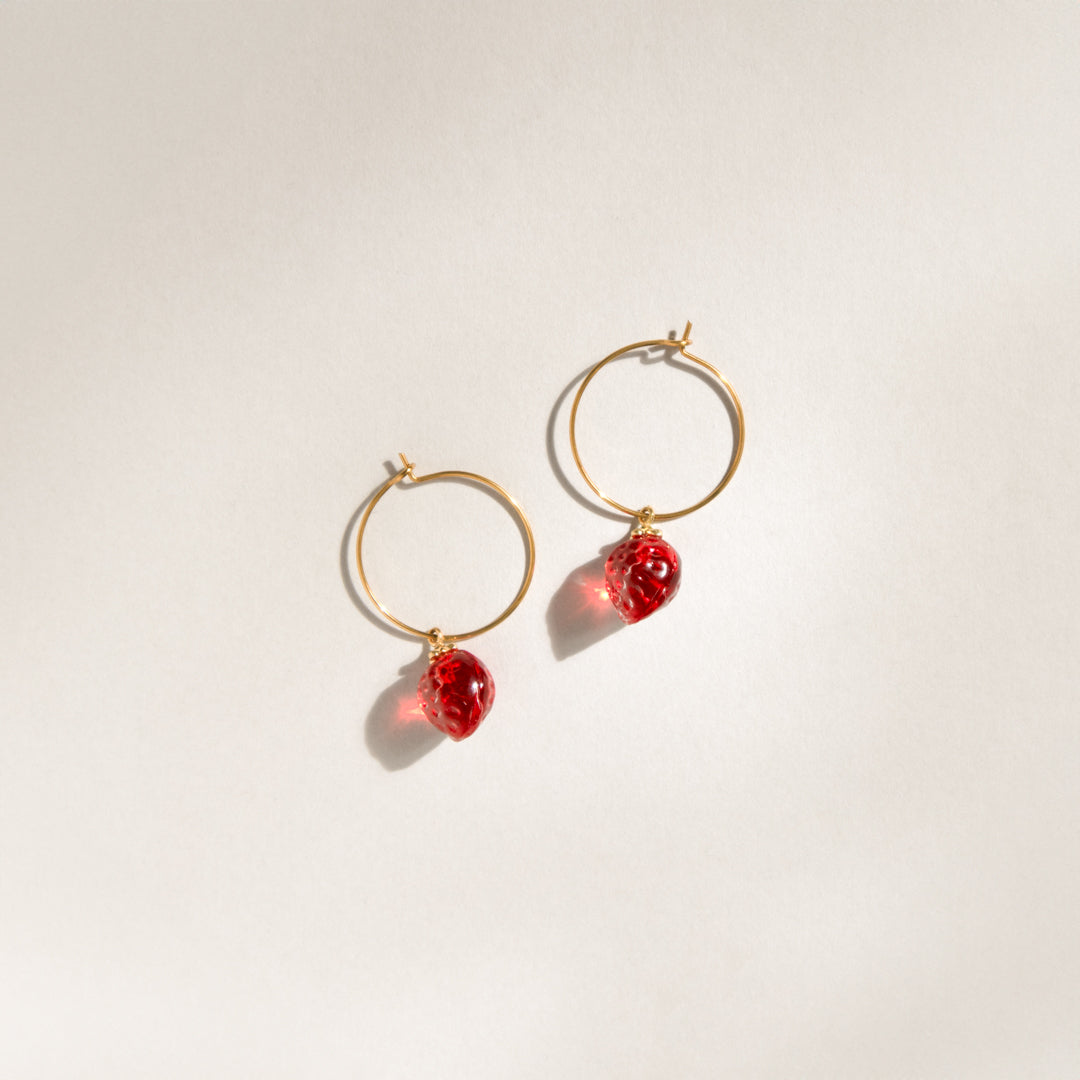 Sweet Strawberry Hoop Earrings