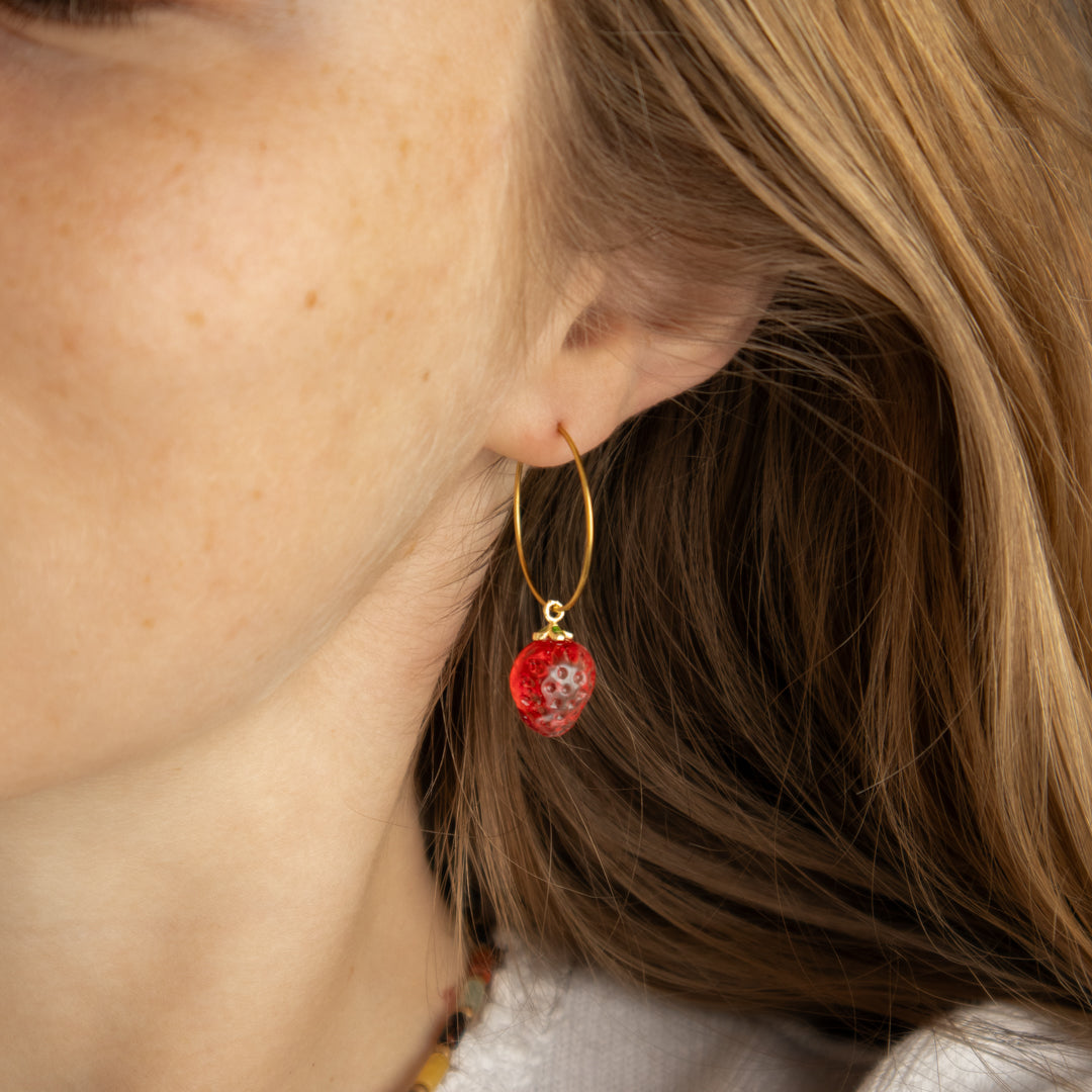 Sweet Strawberry Hoop Earrings