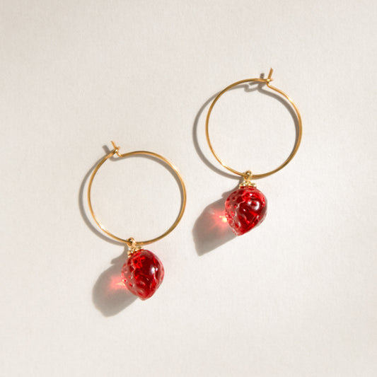 Sweet Strawberry Hoop Earrings
