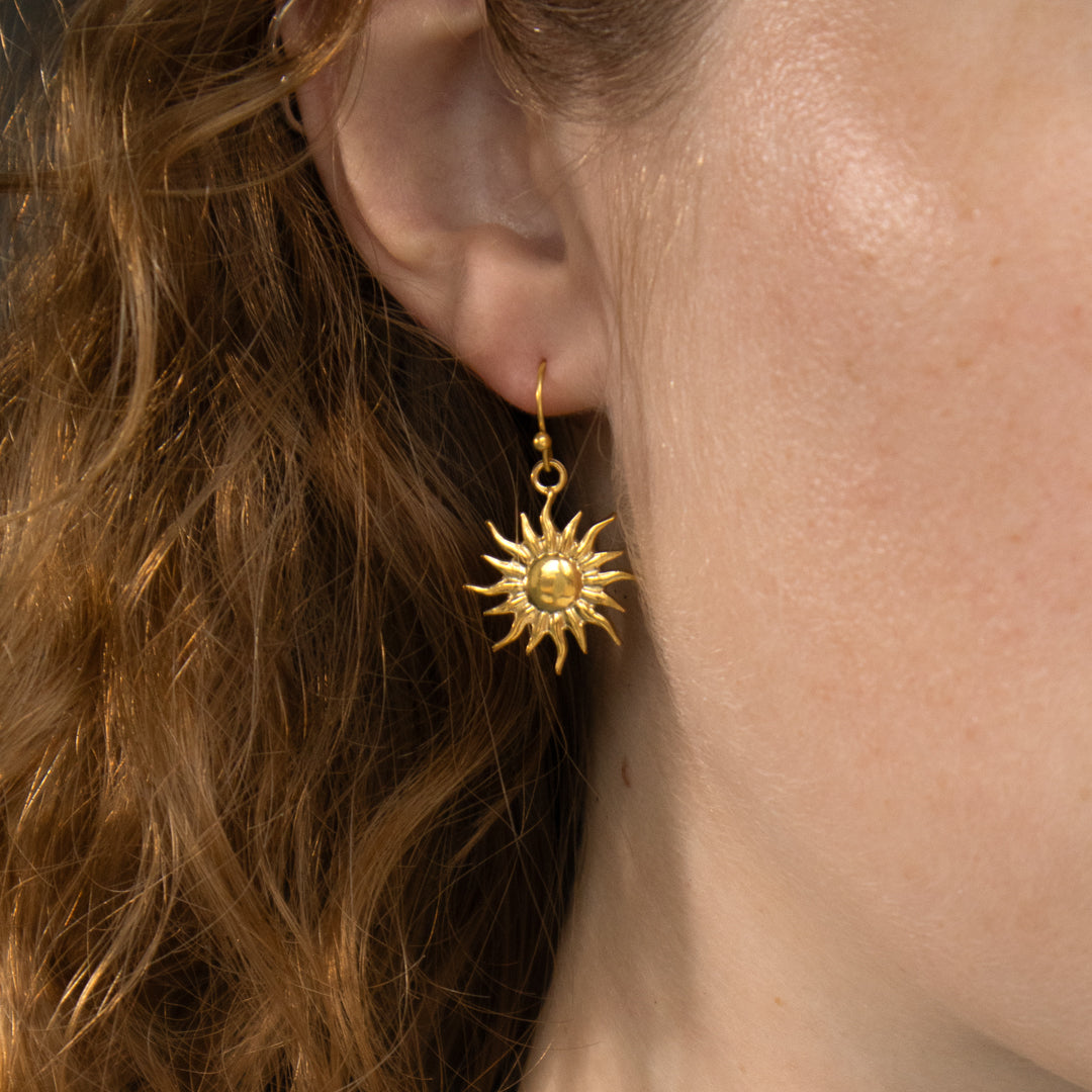 Sun Charm Drop Earrings