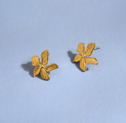 Gold Plated Flower Stud Earrings