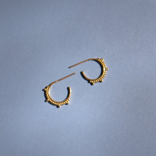 Gold Plated Ball Dotted Hoop Earrings