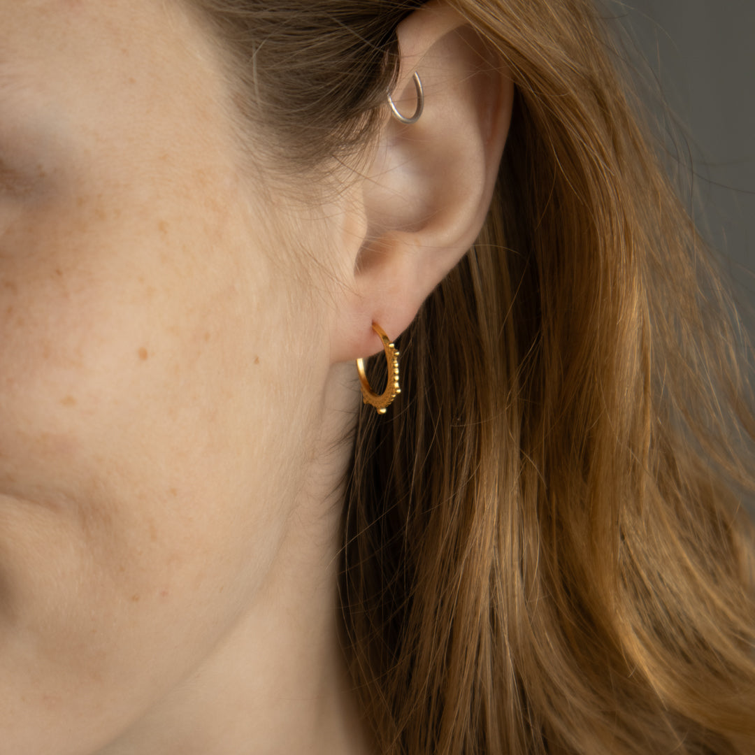 Gold Plated Ball Dotted Hoop Earrings