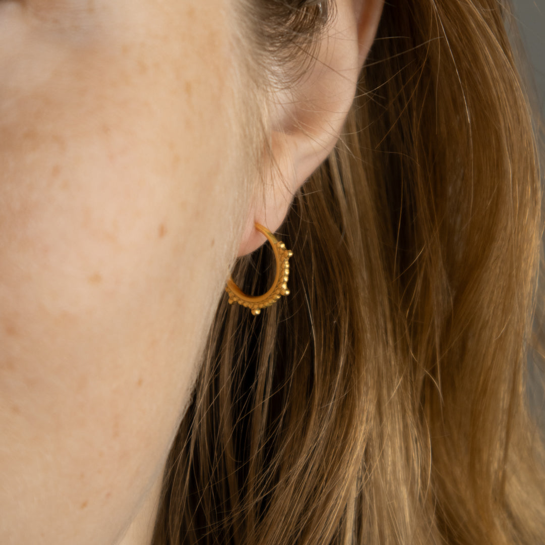 Gold Plated Ball Dotted Hoop Earrings