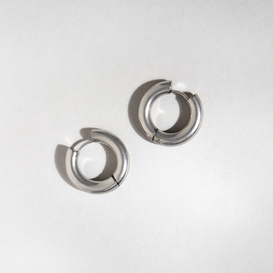 Stainless Steel Chunky Hinge Hoop Earrings