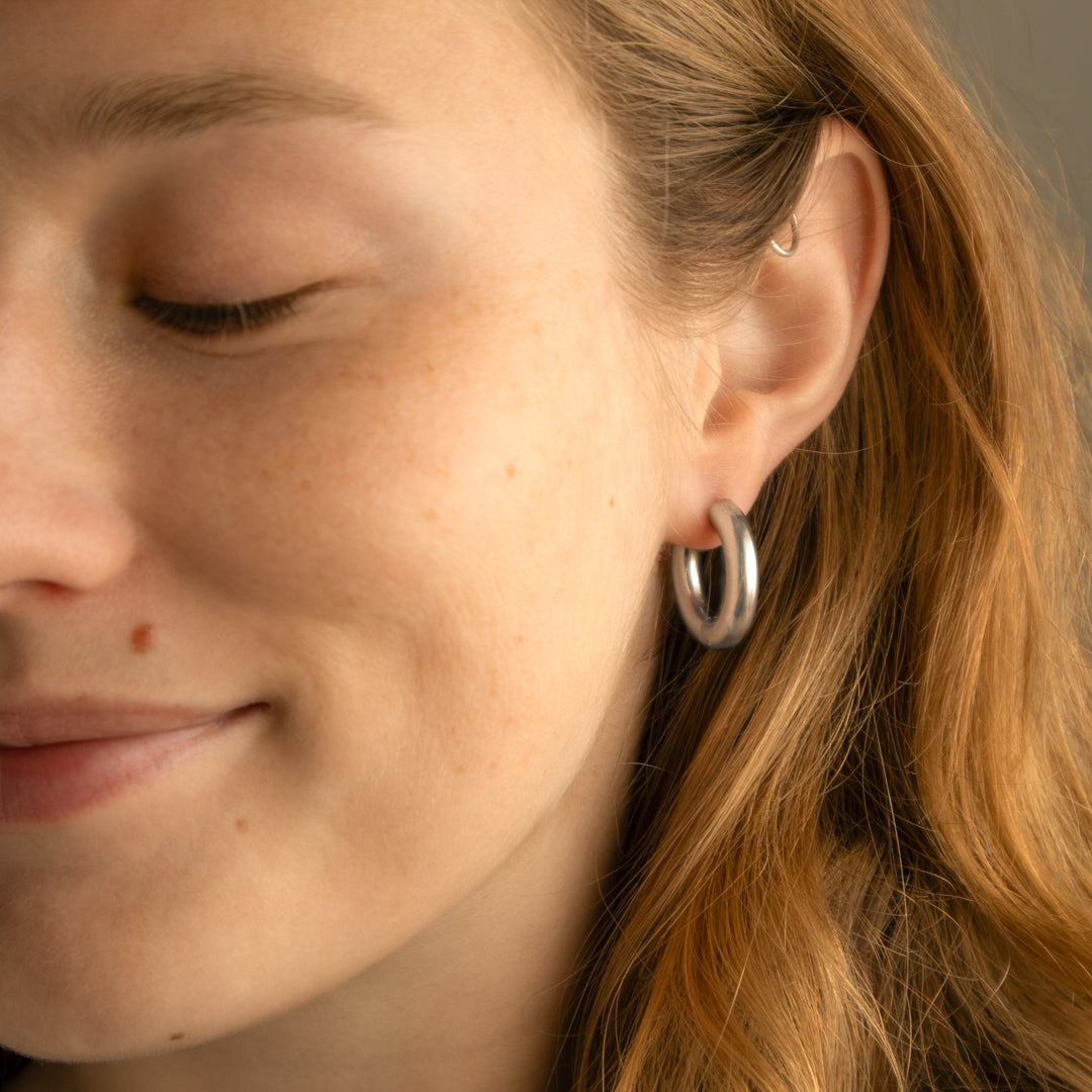 Stainless Steel Chunky Hinge Hoop Earrings