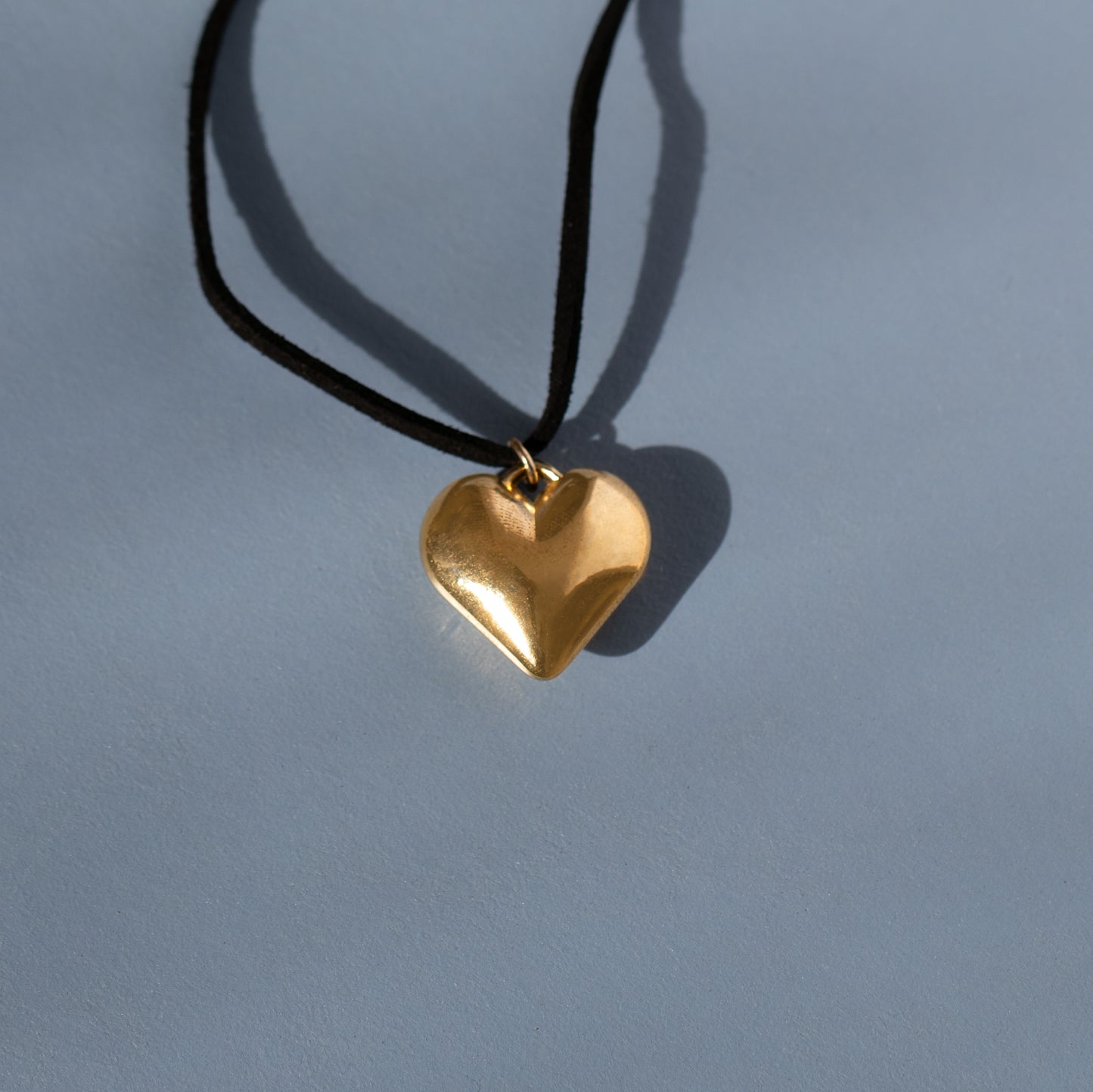 Puff Heart Cord Bow Necklace