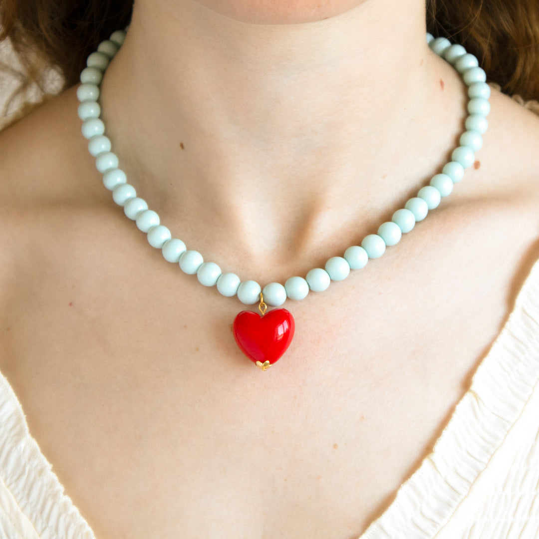 Statement Red Heart Charm Hoop Earrings