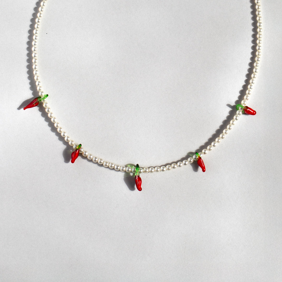 Pearl and Chilli Charm Necklace