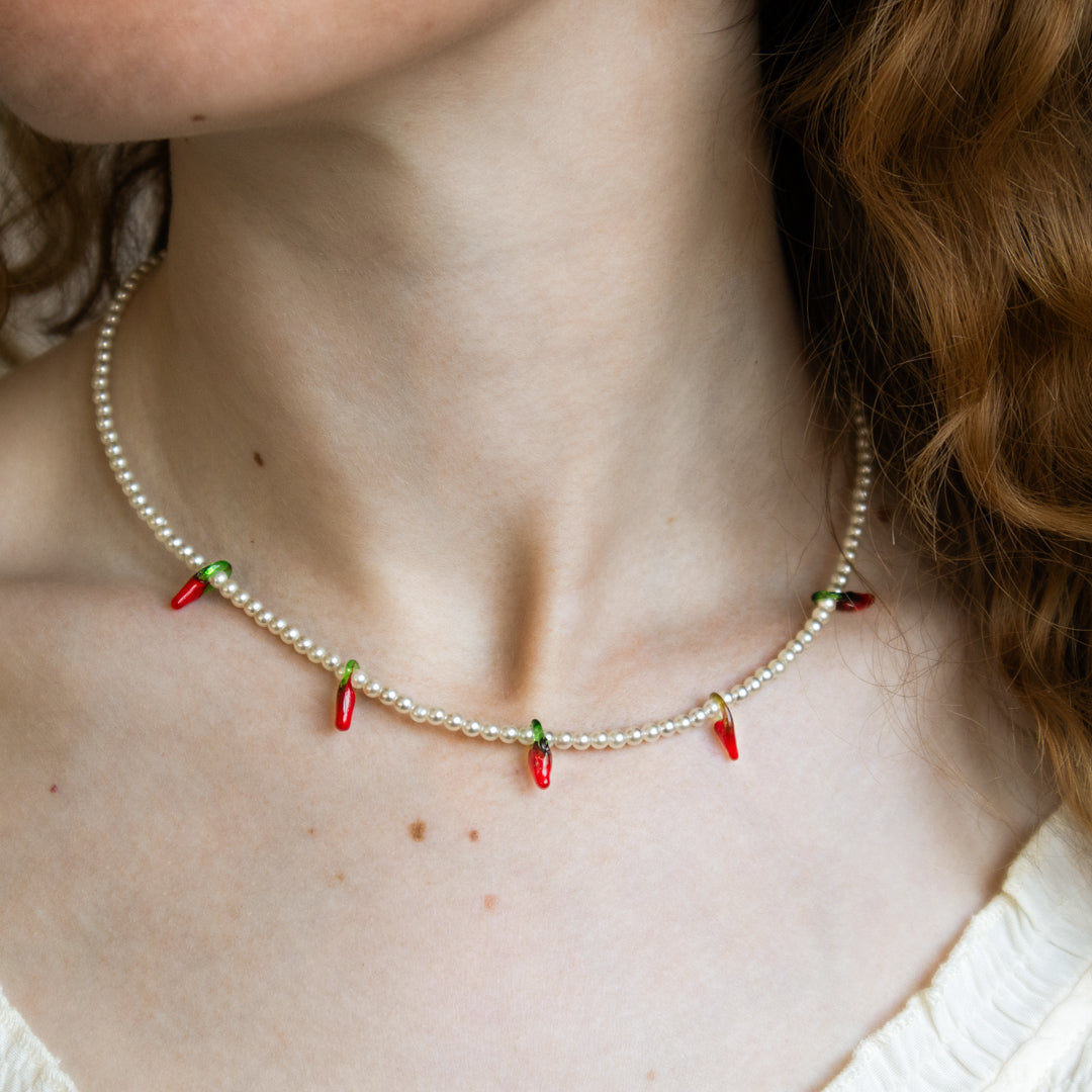Pearl And Chilli Charm Bracelet
