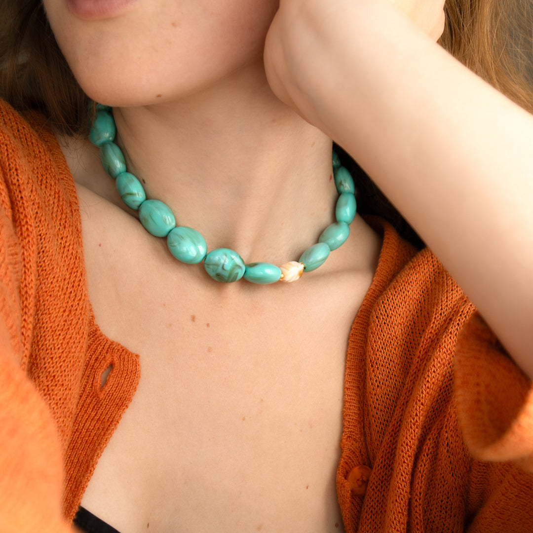 Chunky Turquoise Bead Necklace