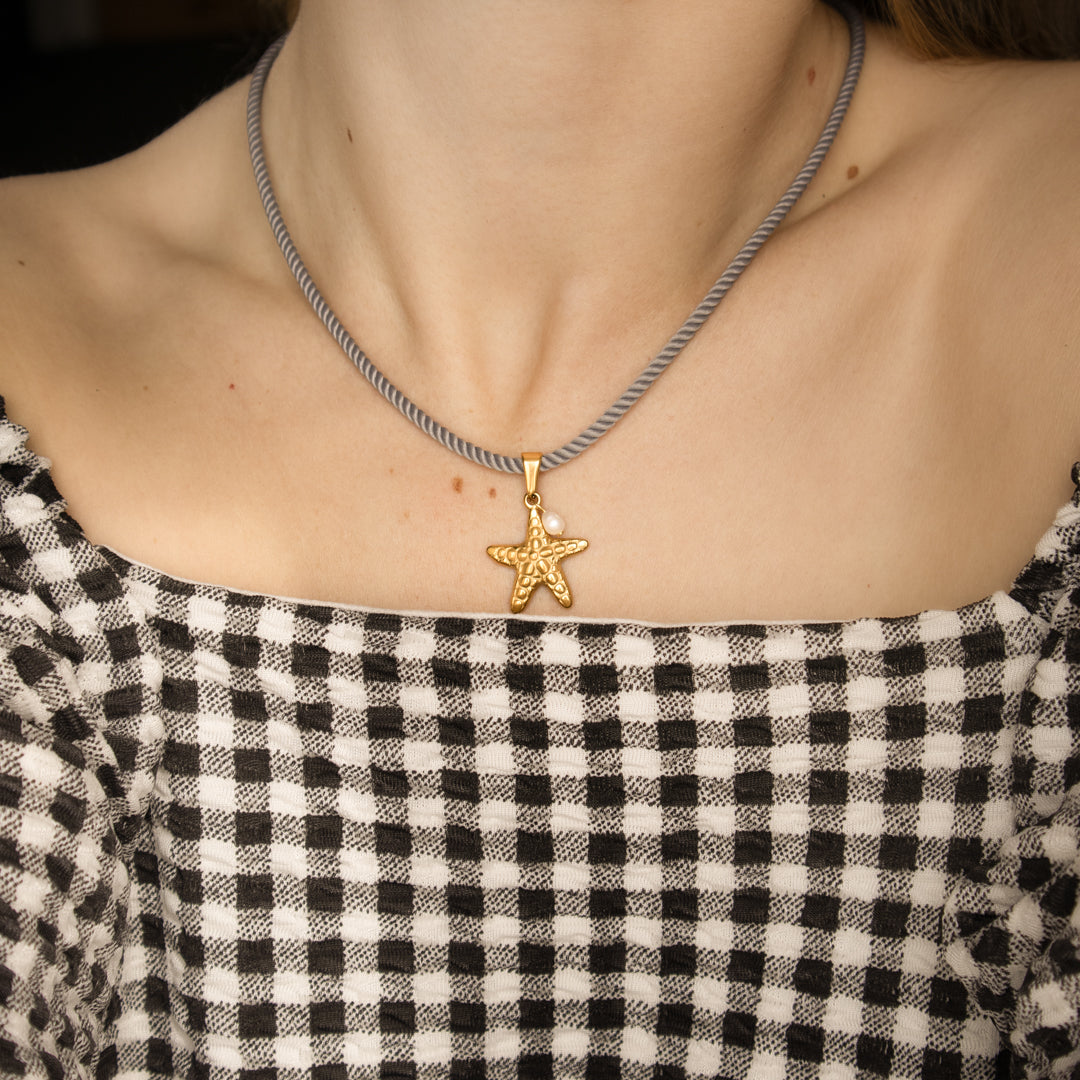 Beach Rope And Starfish Necklace
