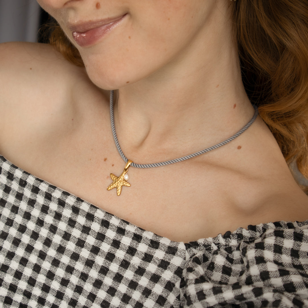 Beach Rope And Starfish Necklace