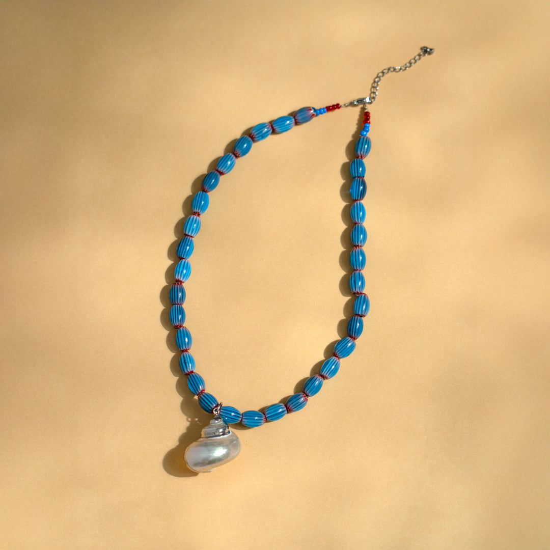 Ceramic Beads and Shell Necklace