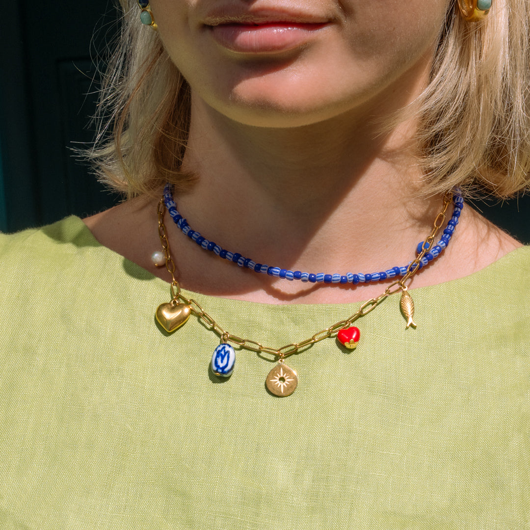 Goldfish and Hearts Charm Necklace