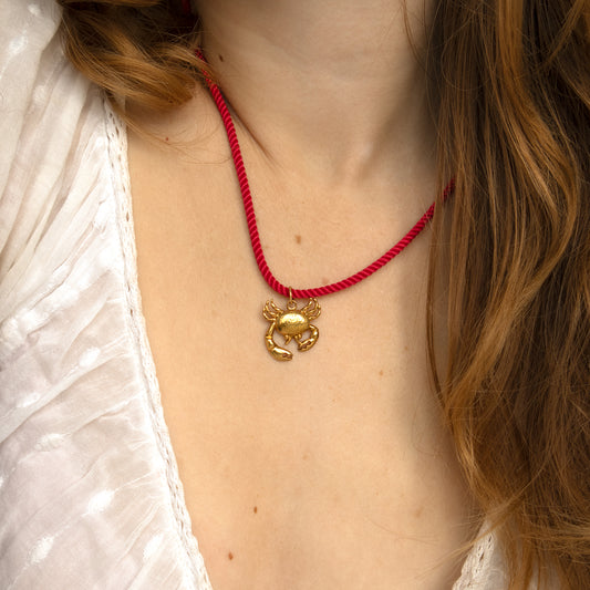 Beach Rope and Crab Charm Necklace