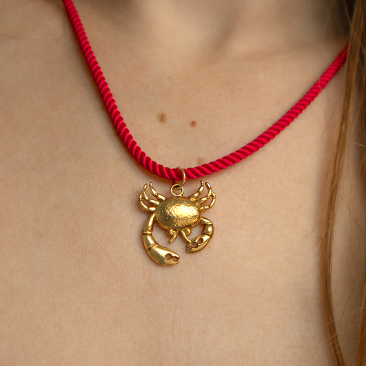 Beach Rope and Crab Charm Necklace