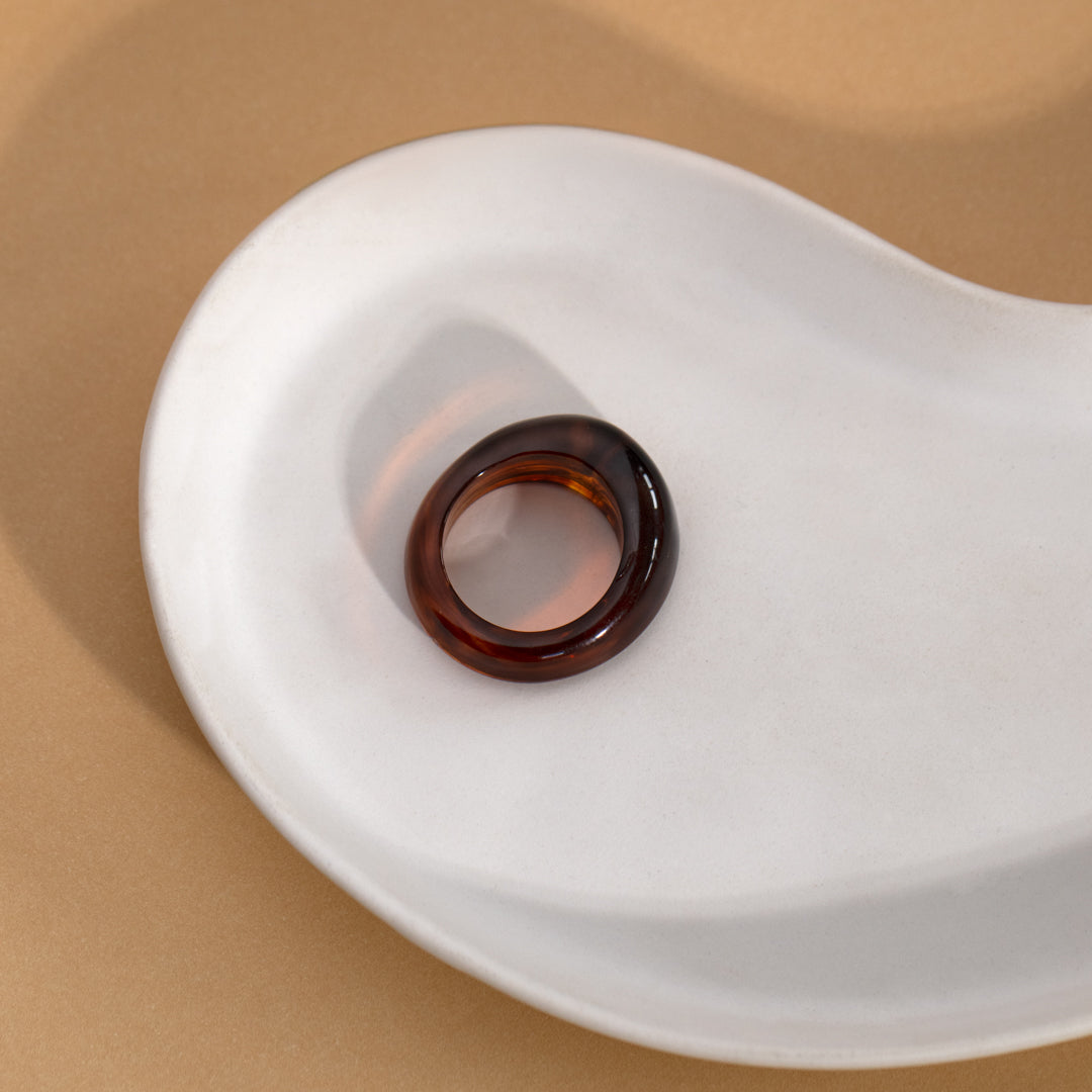 Amber Coloured Resin Ring