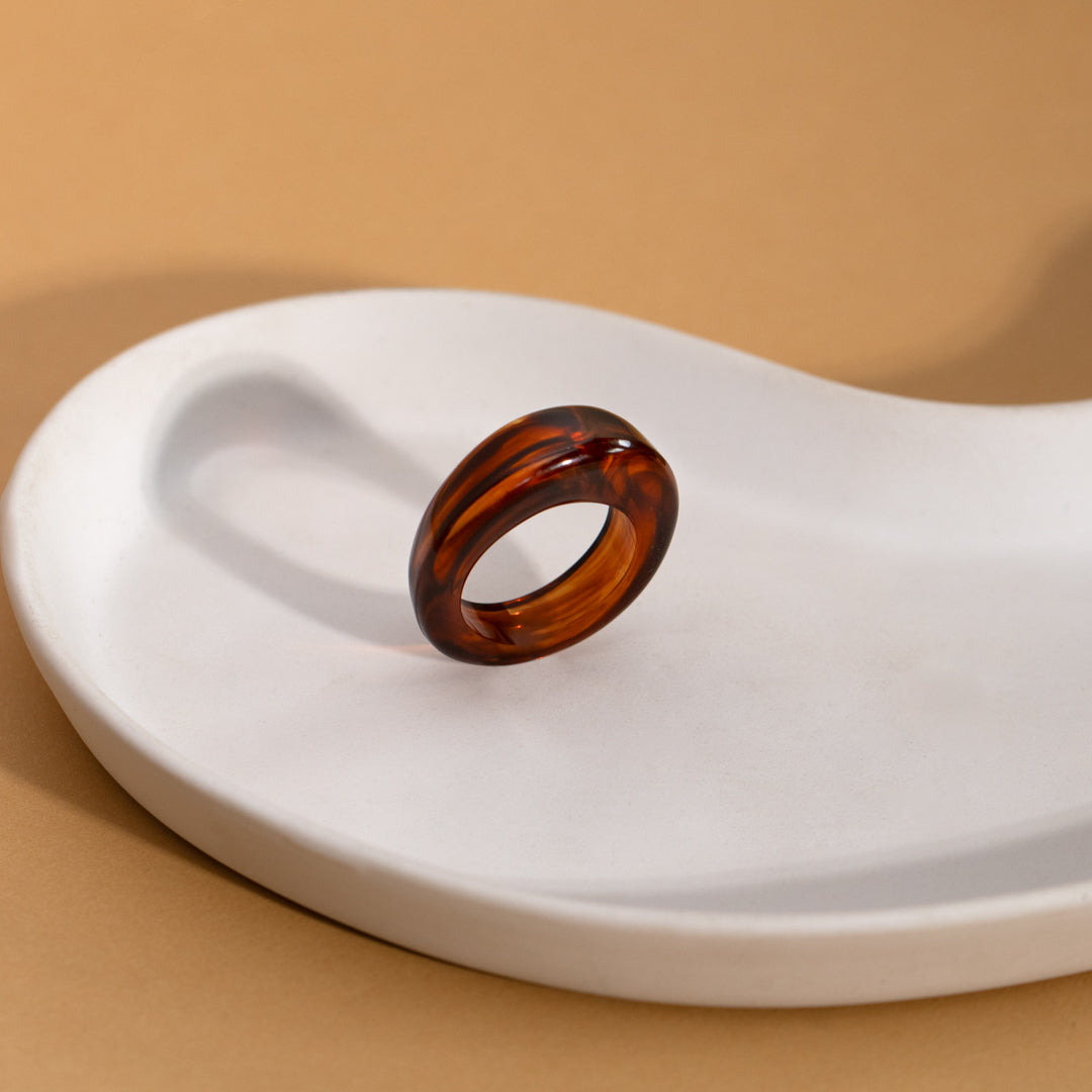 Amber Coloured Resin Ring