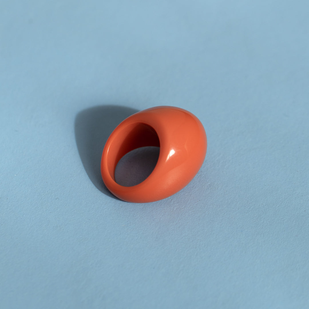 Orange Dome Resin Ring