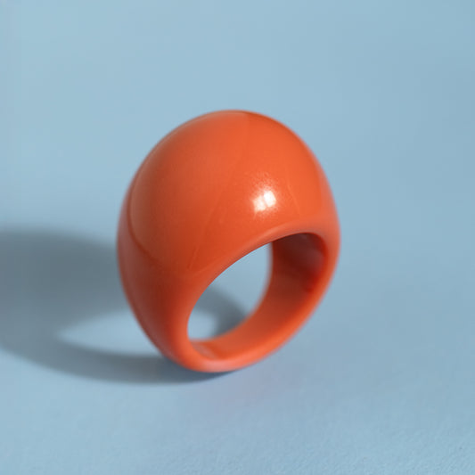 Orange Dome Resin Ring