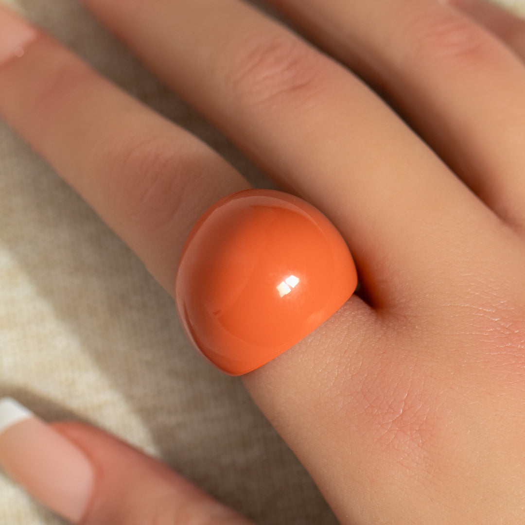 Orange Dome Resin Ring